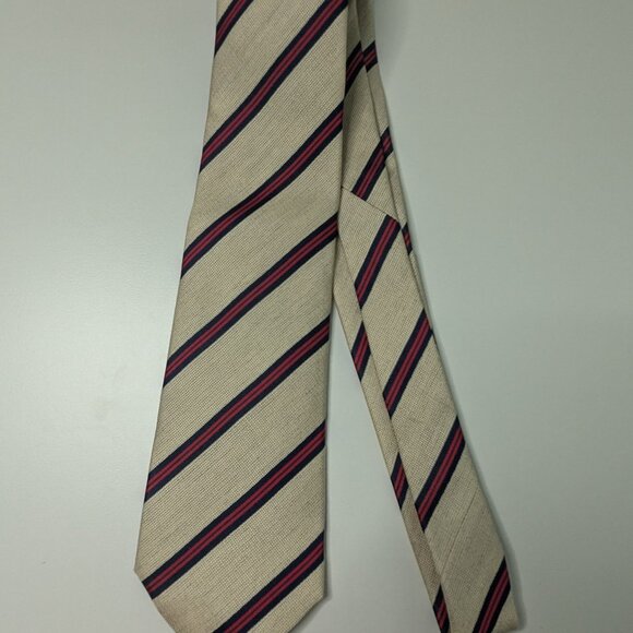 Hermes 8856 Gatsby RARE Authentic Linen Silk Stripe Tie - Picture 1 of 7